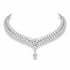 My Store 4 double strand collar necklace featuring cascading pear and round brilliant diamonds with a central drop pendant.