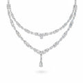 My Store 4 double strand diamond necklace featuring alternating marquise and baguette cut diamonds with a pear drop.