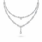 My Store 4 double strand diamond necklace featuring alternating marquise and baguette cut diamonds with a pear drop.