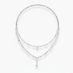 My Store 4 double strand diamond necklace with marquise, baguette, and pear-cut diamonds in white gold.