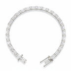 My Store 4 modern east-west emerald cut diamond line bracelet in white gold with a secure box clasp.