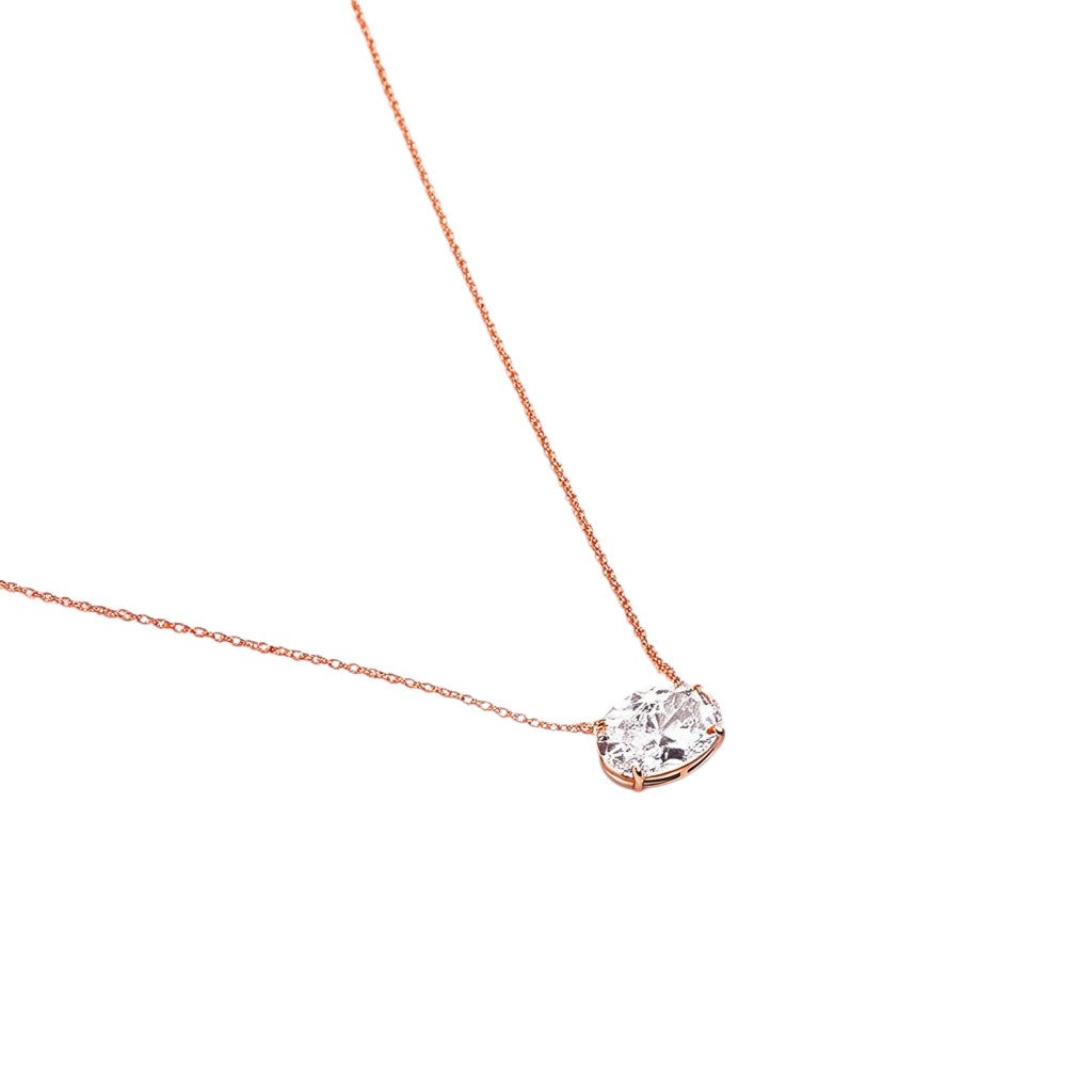 My Store 4 oval-cut diamond solitaire pendant necklace in an East-West horizontal setting on a fine gold chain.