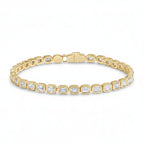 My Store 4 18K solid gold tennis bracelet featuring 3 carats of emerald-cut lab-grown diamonds in bezel settings.