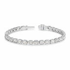 My Store 4 18K solid gold tennis bracelet featuring 3 carats of emerald-cut lab-grown diamonds in bezel settings.