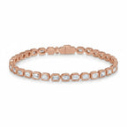 My Store 4 18K solid gold tennis bracelet featuring 3 carats of emerald-cut lab-grown diamonds in bezel settings.