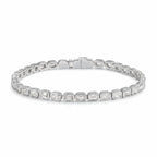 My Store 4 18K solid gold tennis bracelet featuring 3 carats of emerald-cut lab-grown diamonds in bezel settings.
