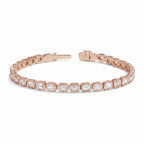 My Store 4 18K rose gold tennis bracelet featuring emerald-cut lab-grown diamonds in secure bezel settings.