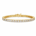 My Store 4 custom emerald-cut diamond tennis bracelet in 14K yellow gold with a secure box clasp.