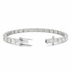 My Store 4 modern east-west emerald cut diamond line bracelet in white gold with a secure box clasp.