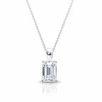 My Store 4 emerald-cut diamond solitaire pendant necklace in white gold with a delicate cable chain