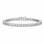 My Store 4 custom emerald cut diamond tennis bracelet in polished white gold with a secure box clasp.