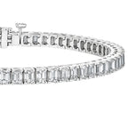My Store 4 custom emerald cut diamond tennis bracelet in white gold with a secure box clasp and dual safety latches.