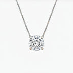 My Store 4 round brilliant-cut diamond solitaire pendant in a minimalist four-prong floating setting on a fine chain.