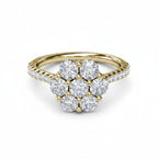 My Store 4 seven-stone floral cluster engagement ring in yellow gold with a micro-pavé diamond band.