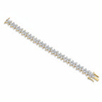 My Store 4 Bloomline floral diamond line bracelet in gold with marquise and round cut diamond flower clusters.