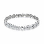 My Store 4 Bloomline floral diamond line bracelet in white gold featuring marquise and round cut diamond clusters.