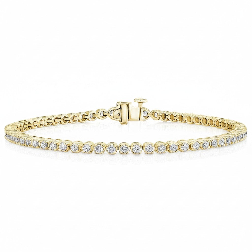 My Store 4 18K solid gold bracelet featuring 2 carat round lab-grown diamonds in polished bezel settings.