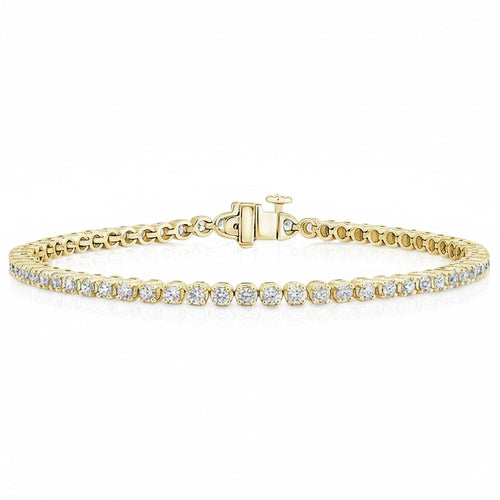 My Store 4 18K solid gold bracelet featuring 2 carat round lab-grown diamonds in polished bezel settings.