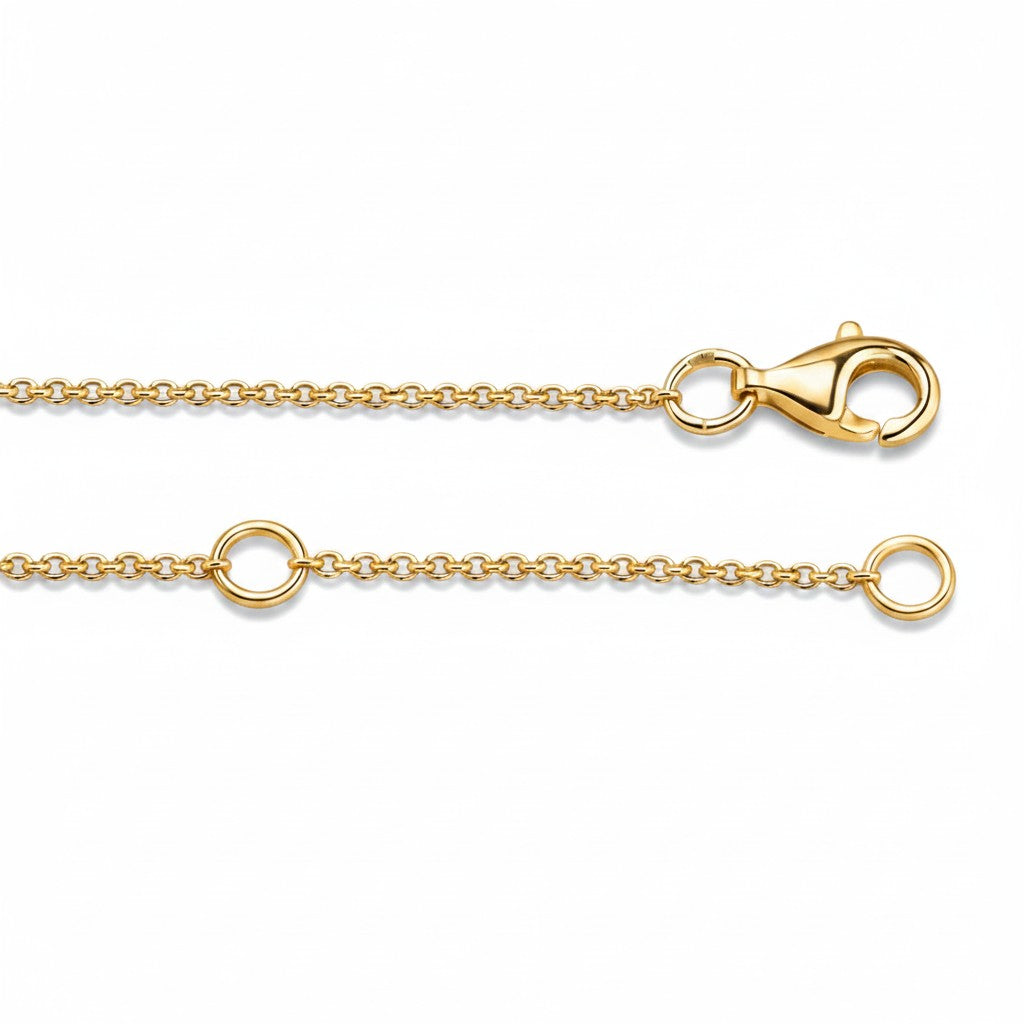My Store 4 fine yellow gold cable chain necklace with a secure lobster claw clasp and adjustable jump rings