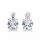 My Store 4 18K solid gold double round lab-grown diamond drop earrings featuring 6.5 carat total weight.