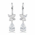My Store 4 18K solid gold drop earrings featuring pear-cut lab-grown diamonds and delicate butterfly accents.