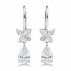 My Store 4 18K solid gold drop earrings featuring pear-cut lab-grown diamonds and delicate butterfly accents.