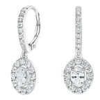 My Store 4 18K solid gold drop earrings featuring 2 carat lab-grown oval diamonds with a sparkling halo setting.