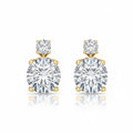 My Store 4 18K solid gold double round lab-grown diamond drop earrings with 6.5 carat total weight.