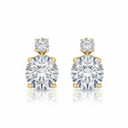 My Store 4 18K solid gold double round lab-grown diamond drop earrings with 6.5 carat total weight.