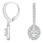 My Store 4 18K solid gold drop earrings featuring 2 carat lab-grown diamonds in an elegant oval halo setting.