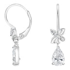 My Store 4 18K solid gold drop earrings featuring pear-shaped lab-grown diamonds and delicate floral accents.