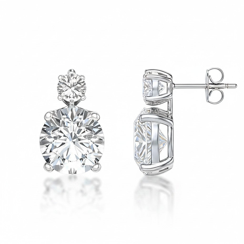 My Store 4 18K gold Anna drop earrings featuring two round lab-grown diamonds with 6.5 carat total weight.