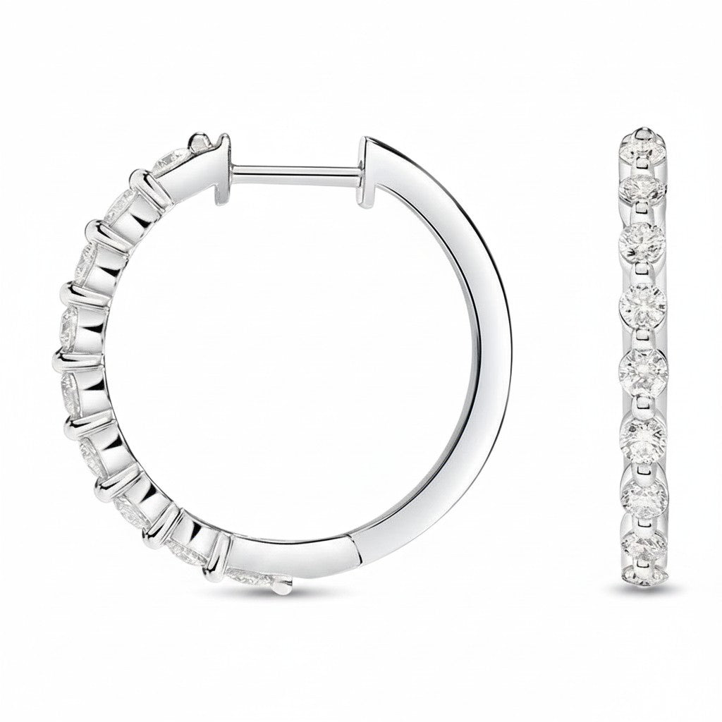 My Store 4 18K solid gold hoop earrings featuring 0.6 carat lab-grown diamonds in a polished, elegant design.