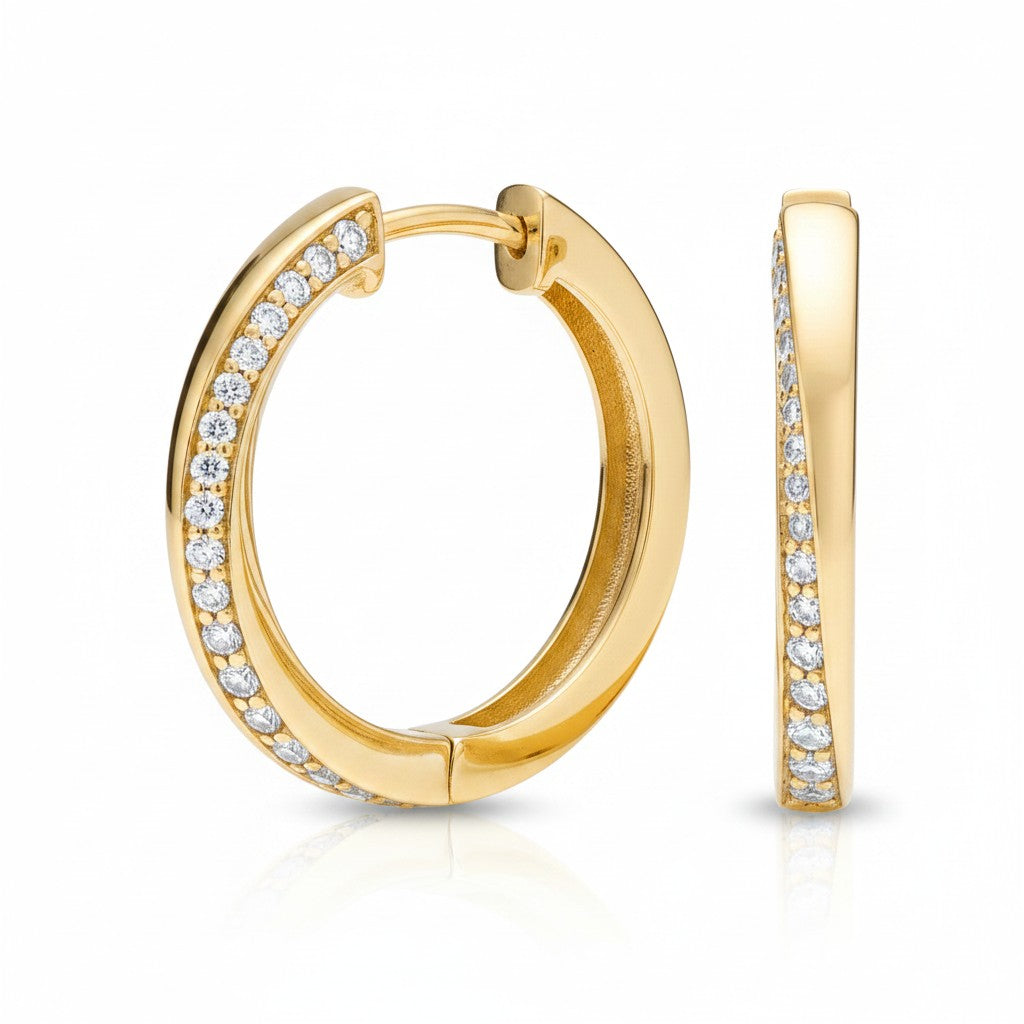My Store 4 18K solid gold hoop stud earrings featuring 0.5 carat lab-grown diamonds in a polished finish