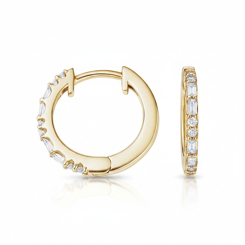 My Store 4 18K solid gold hoop earrings featuring 0.22 carat lab-grown diamonds in a polished gold finish.