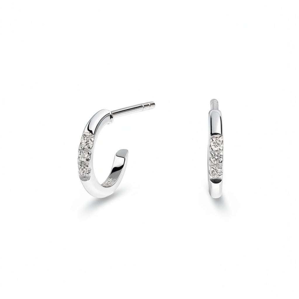 My Store 4 18K solid gold hoop earrings featuring delicate lab-grown diamonds in a minimalist polished design.
