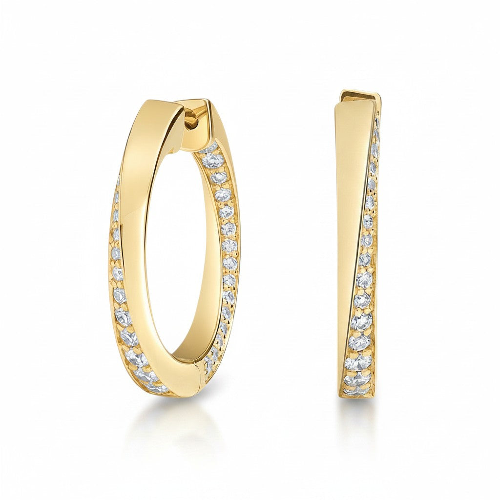 My Store 4 18K solid gold hoop stud earrings featuring 0.5 carat lab-grown diamonds in a polished gold finish.