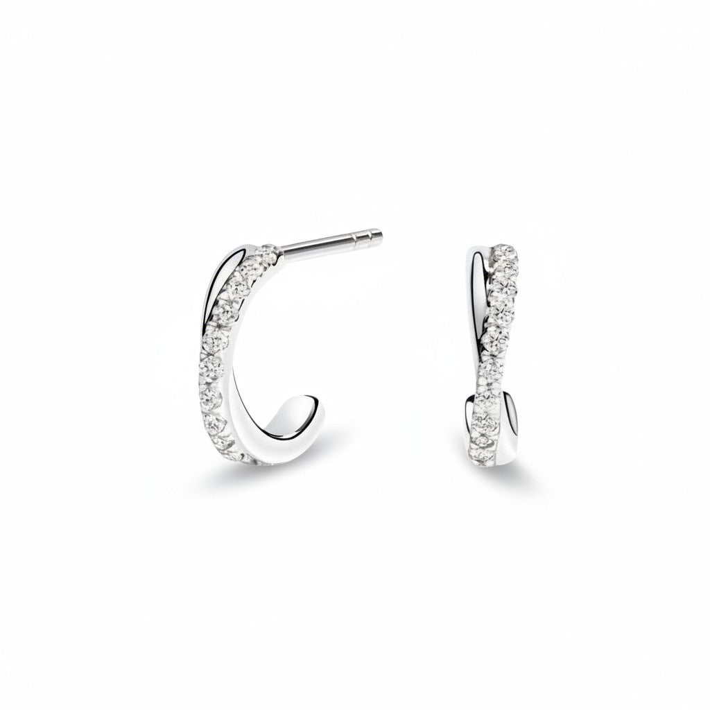 My Store 4 18K solid gold hoop stud earrings featuring round brilliant lab-grown diamonds in a sleek, modern design.