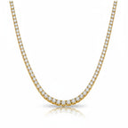 My Store 4 classic four-prong tennis necklace in 18K yellow gold with a continuous line of brilliant-cut diamonds.