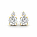 My Store 4 18K solid gold double round lab-grown diamond earrings featuring 2.4 carats of brilliant round-cut stones.
