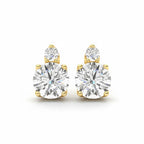 My Store 4 18K solid gold double round lab-grown diamond earrings featuring 2.4 carats of brilliant round-cut stones.