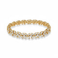 My Store 4 gold floral diamond line bracelet featuring marquise and round cut diamond clusters in a lattice design.