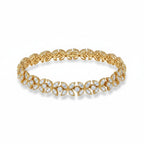 My Store 4 gold floral diamond line bracelet featuring marquise and round cut diamond clusters in a lattice design.