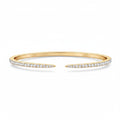 My Store 4 open cuff bangle bracelet in yellow gold with a micro-pavé diamond setting on a white background.