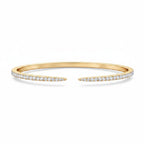 My Store 4 open cuff bangle bracelet in yellow gold with a micro-pavé diamond setting on a white background.