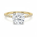 My Store 4 18K solid gold engagement ring featuring a round lab-grown diamond with a pavé diamond band