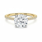 My Store 4 18K solid gold engagement ring featuring a round lab-grown diamond with a pavé diamond band