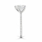 My Store 4 18K solid gold solitaire ring with a lab-grown diamond and pavé-set band, side profile view.
