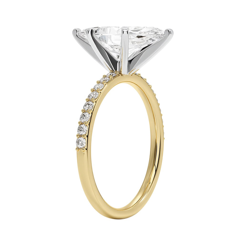 My Store 4 18K solid gold solitaire engagement ring with a central lab-grown diamond and pavé-set diamond band.