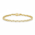 My Store 4 gold tennis bracelet featuring an alternating pattern of pear-cut and round-cut diamonds with a box clasp.